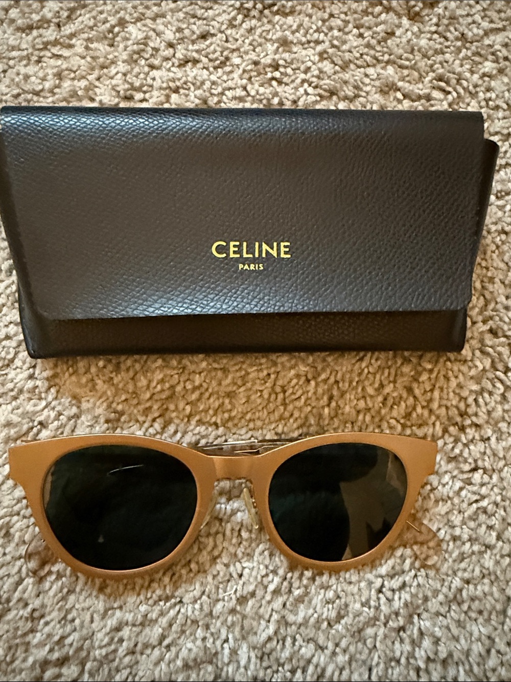 Celine Tan Frame Sunglasses with Black Lenses